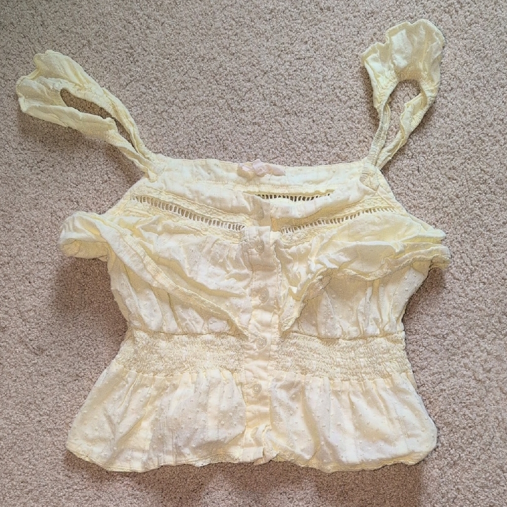 Women's Franco Yellow Sleeveless  Crop Top Size M
